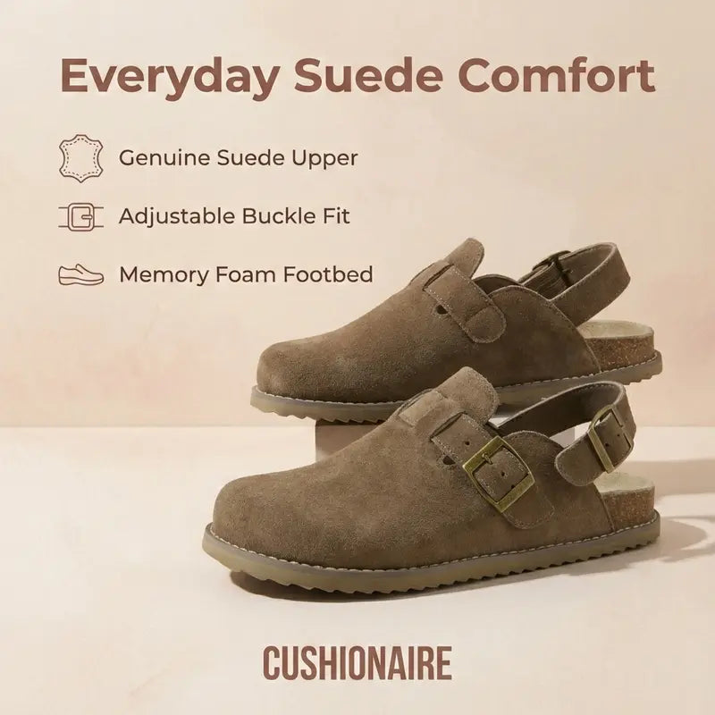 Ultimate Comfort Genuine Suede Slingback Clogs with Memory Foam