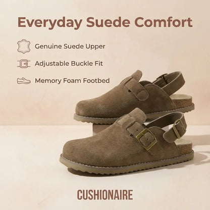 Ultimate Comfort Genuine Suede Slingback Clogs with Memory Foam