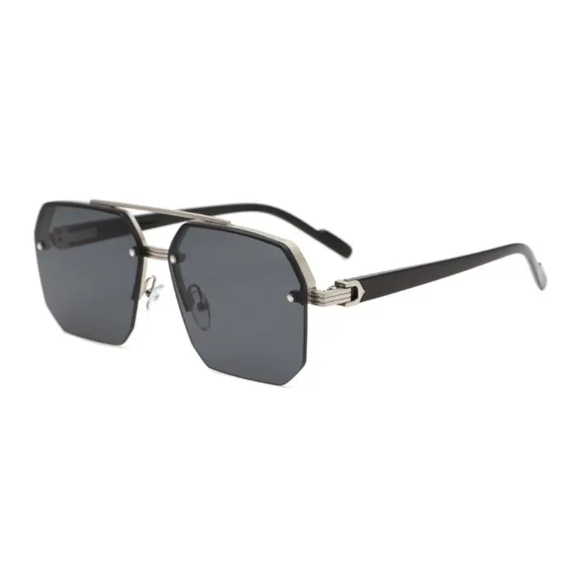 Elevate Your Aura: Rimless Geometric Double-Bridge Sunglasses