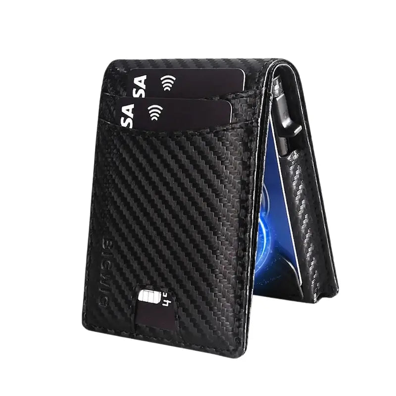 Ultra-Slim RFID Blocking Metal Pop-Up Bifold Wallet for Men