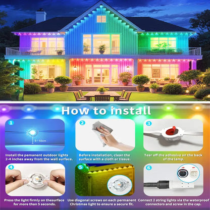 Permanent Outdoor Eave Lights Waterproof Smart Roof Lighting