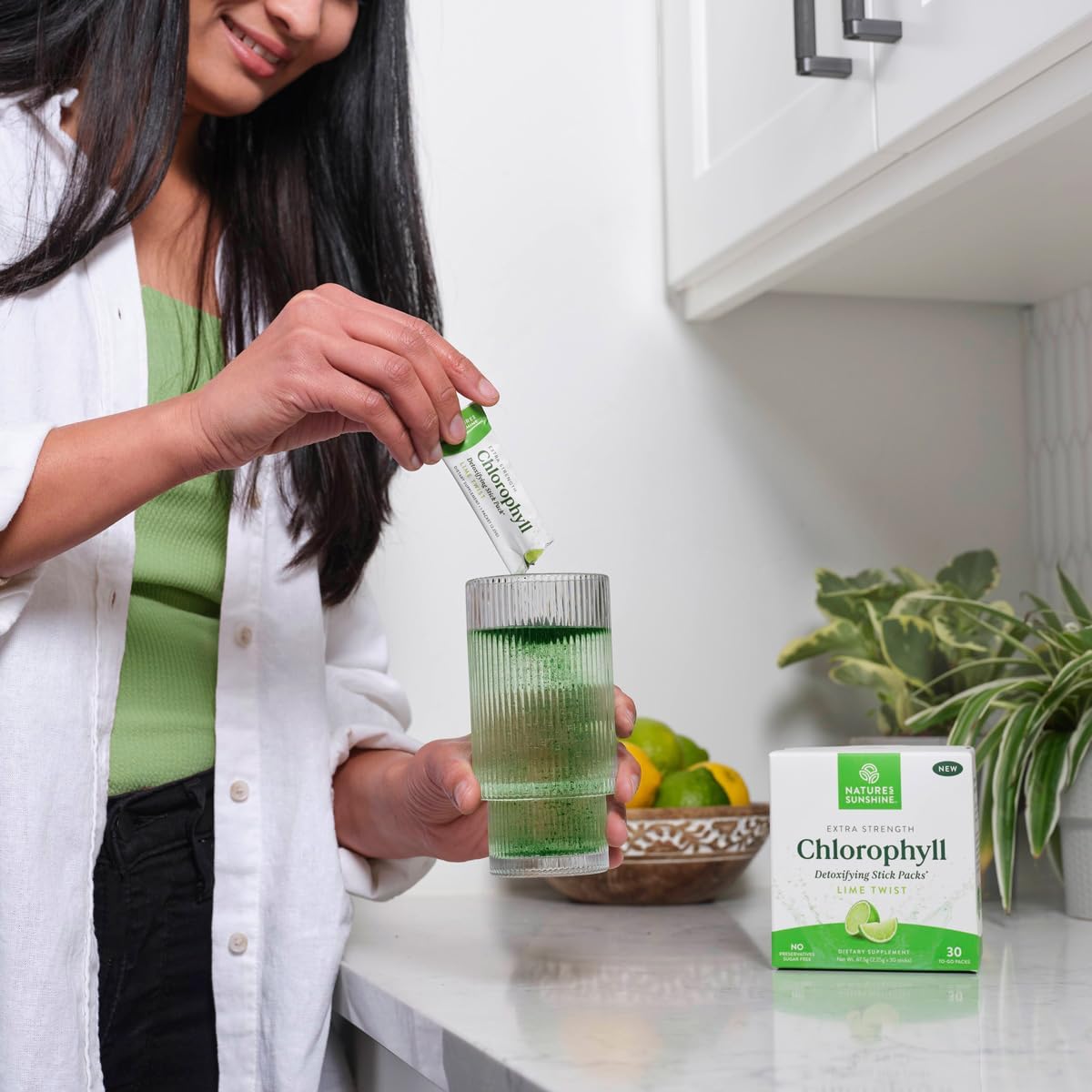 Extra Strength Chlorophyll Lime Twist Stick Packs for Daily Detox Support