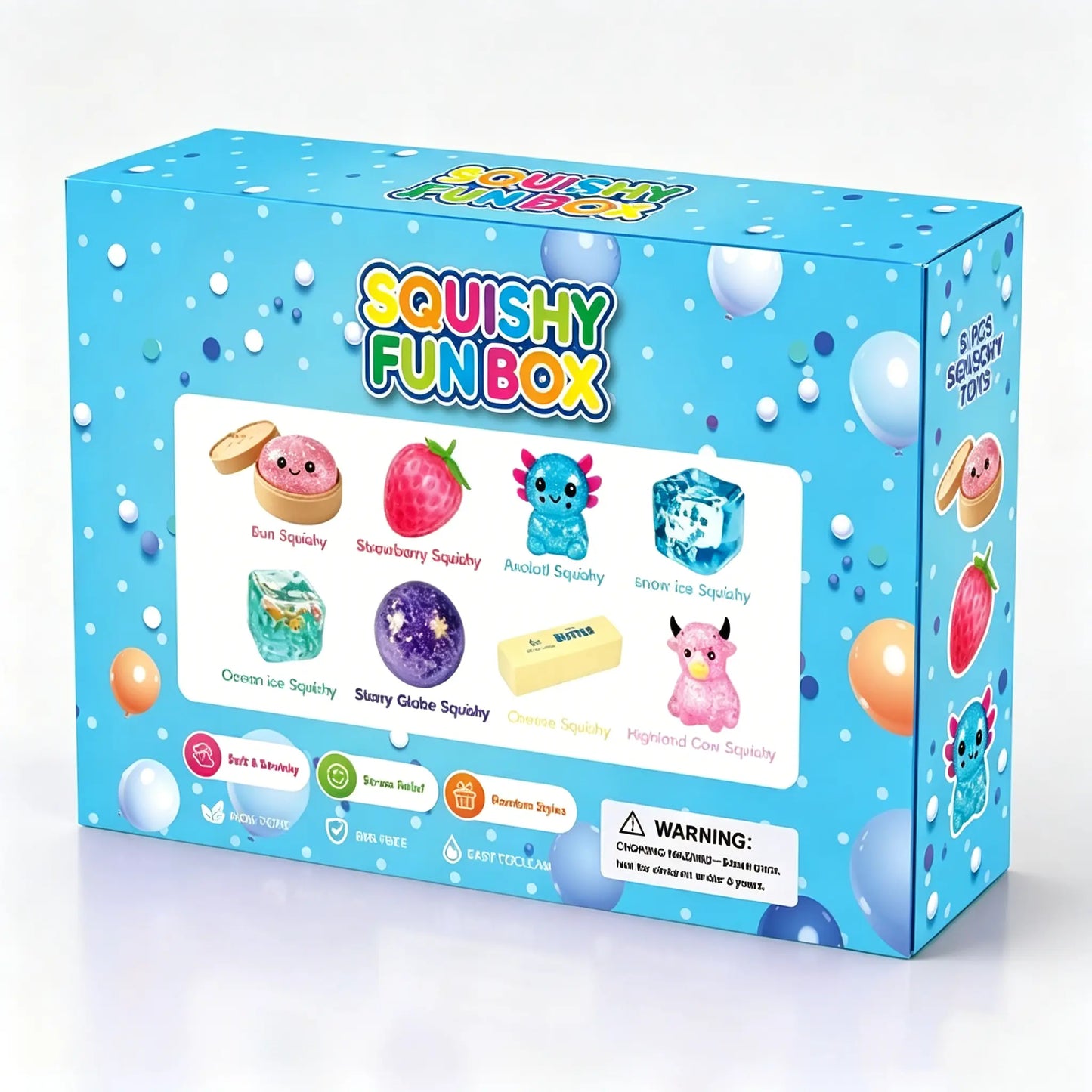8-Piece Mystery Squishy Box: Super Stretch Sensory Malt Sugar Fidget Toys