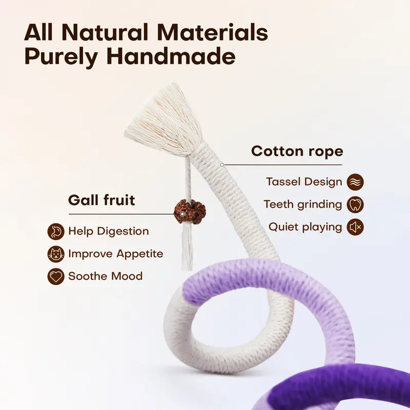 🎁 BUY 1 GET 1 FREE - Natural Cotton Rope Cat Chew Toys – Catnip & Silvervine Dental Cleaning Strings