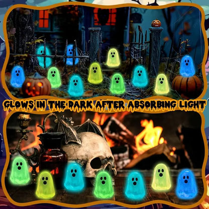 60Pcs Glow-in-the-Dark Resin Mini Ghost Figures Set