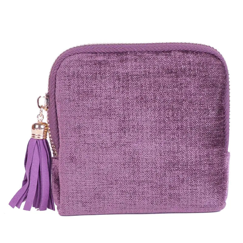 Purple velvet jewelry travel case
