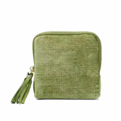 Green velvet jewelry travel case