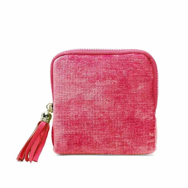 Pink velvet jewelry travel case
