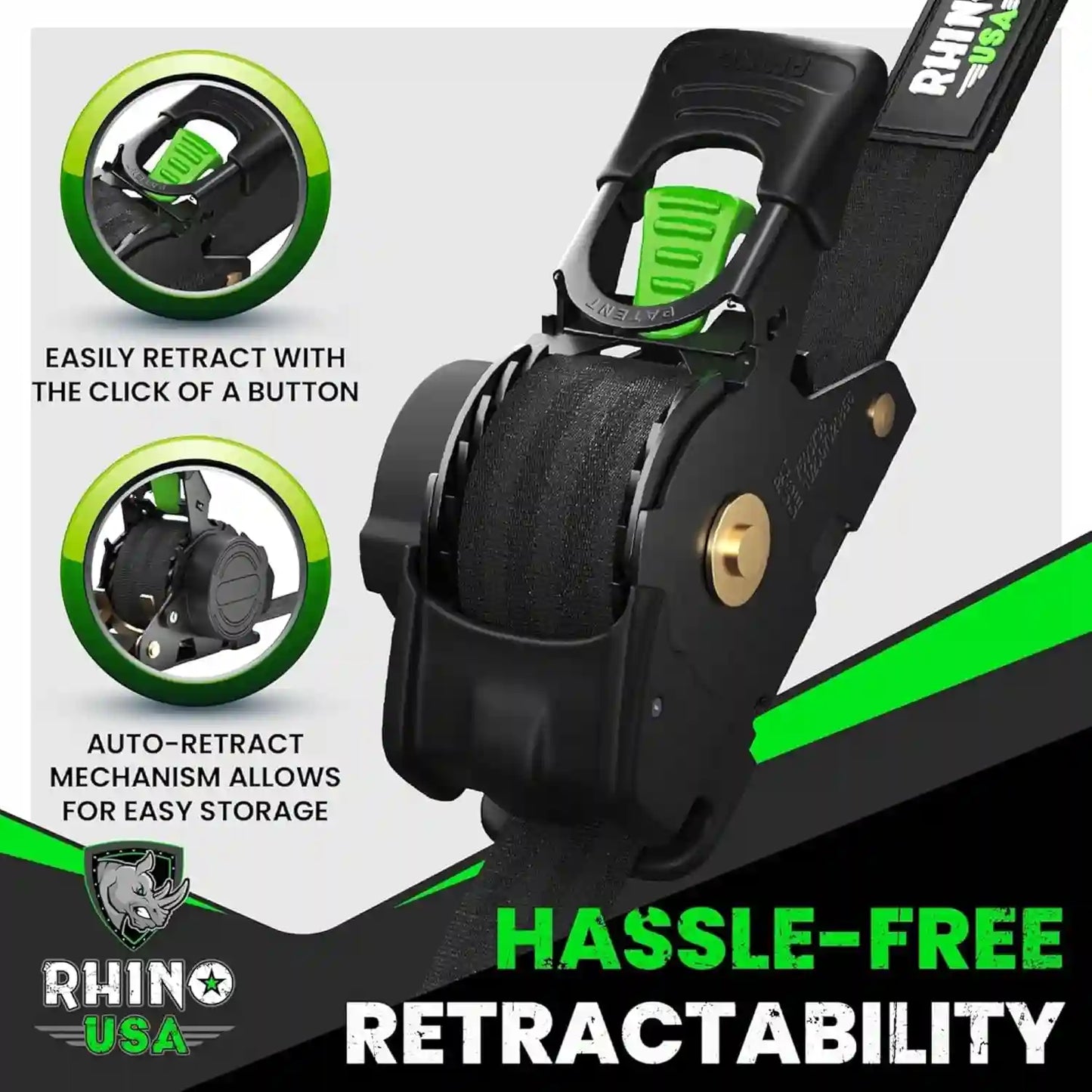 Retractable Ratchet Straps – Instant Auto-Retraction For Mess-Free Cargo Heavy Hauling
